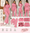 Conjunto de top con cuello simulado y fruncido y leggings acampanado - ZaiNili SHOP